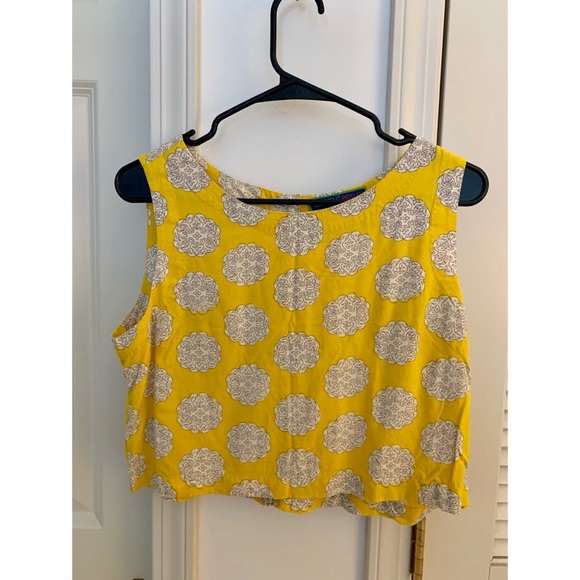 Yellow with white flowers crop top size S - Picture 2 of 4